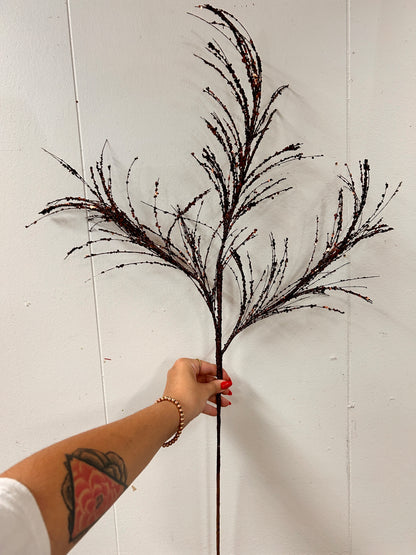 34 Inch Chocolate Glitter Sequin Pampas Grass Spray