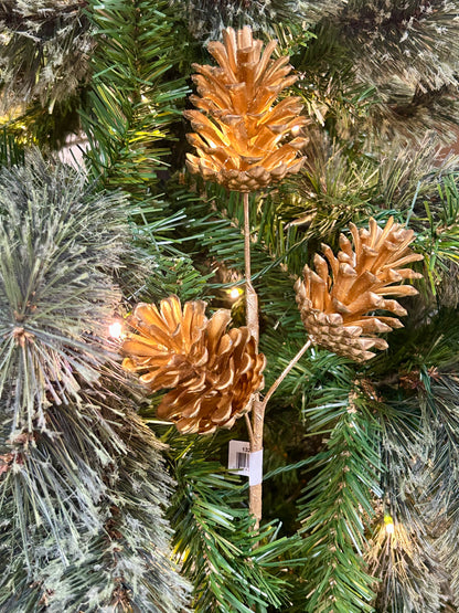 17 Inch Gold Artificial Pinecone Spray