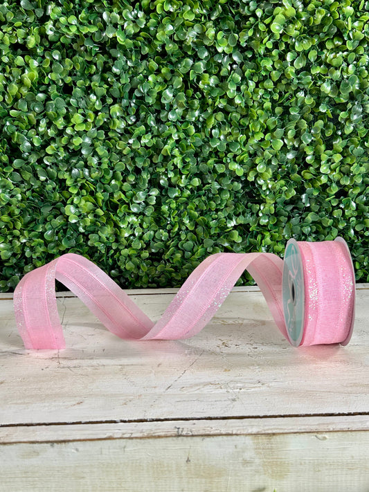 1.5 Inch By 10 Yard Light Pink Iridescent Royal Burlap Glitter Ribbon