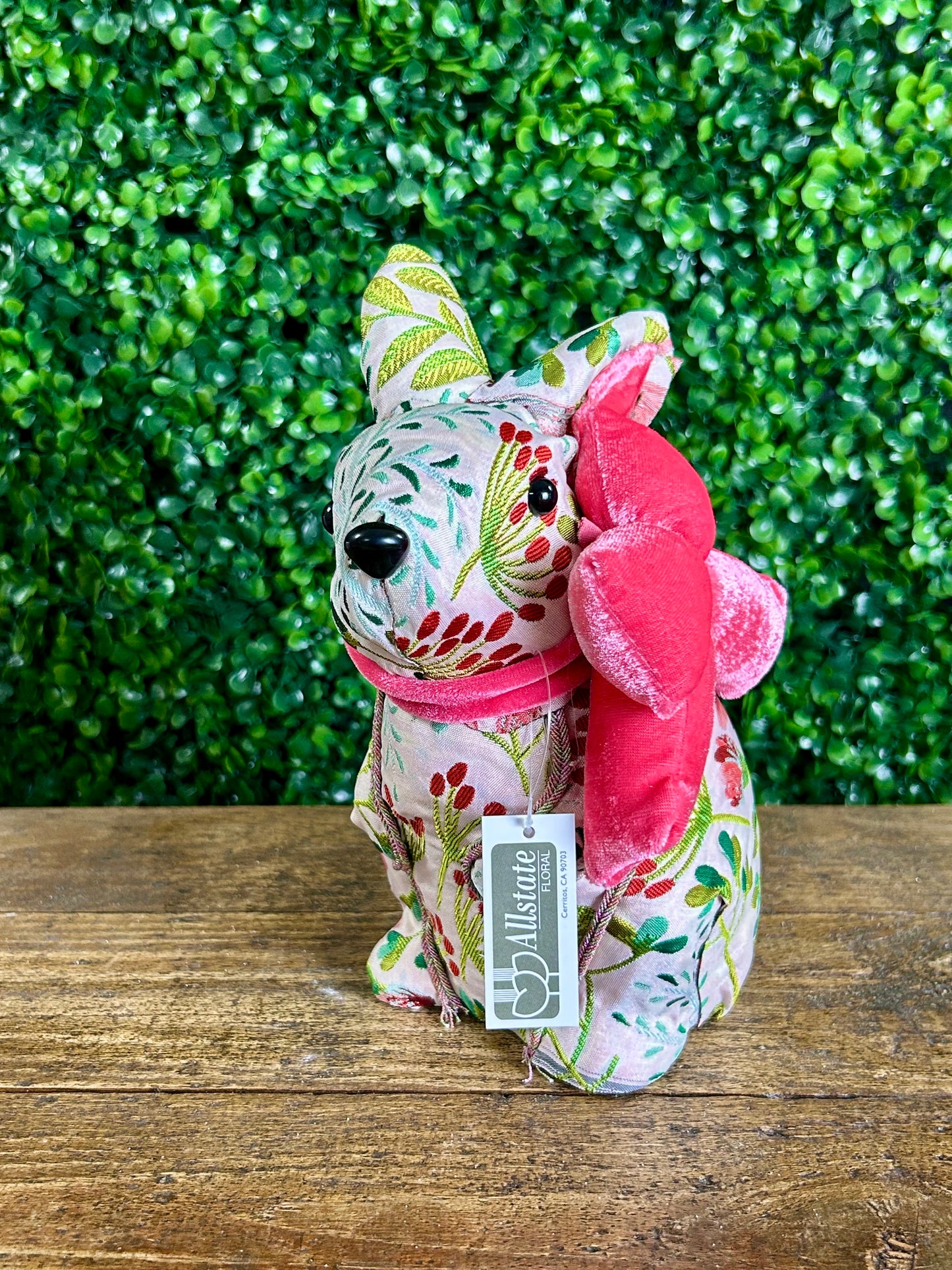 Pink And Green Floral Fabric Easter Bunny With Pink Bow Two Styles