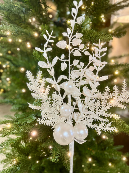 18 Inch White Ball Berry Spray