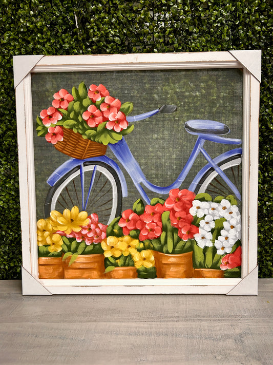 23.5 X 23.5 Inch Painted Summer Bike Framed Screen
