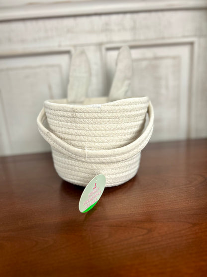 White Bunny Decorative Basket