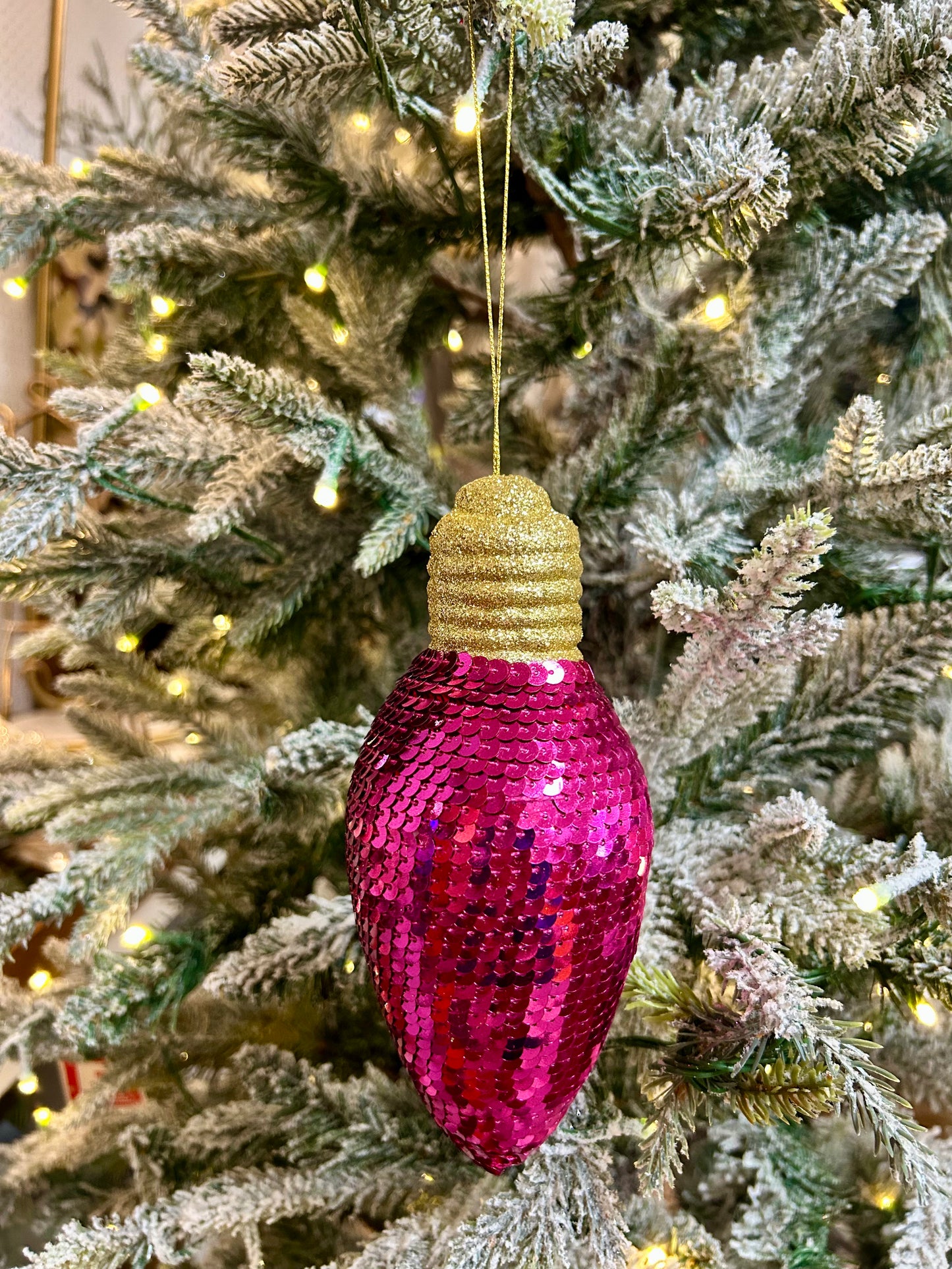 7 Inch Hot Pink Snazzy Sequin Light Bulb Ornament