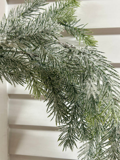 46 Inch White And Green Snow Pine Spray