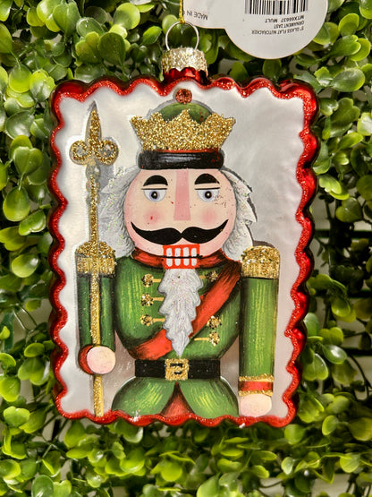 5 Inch Flat Nutcracker Glass Ornament Two Styles