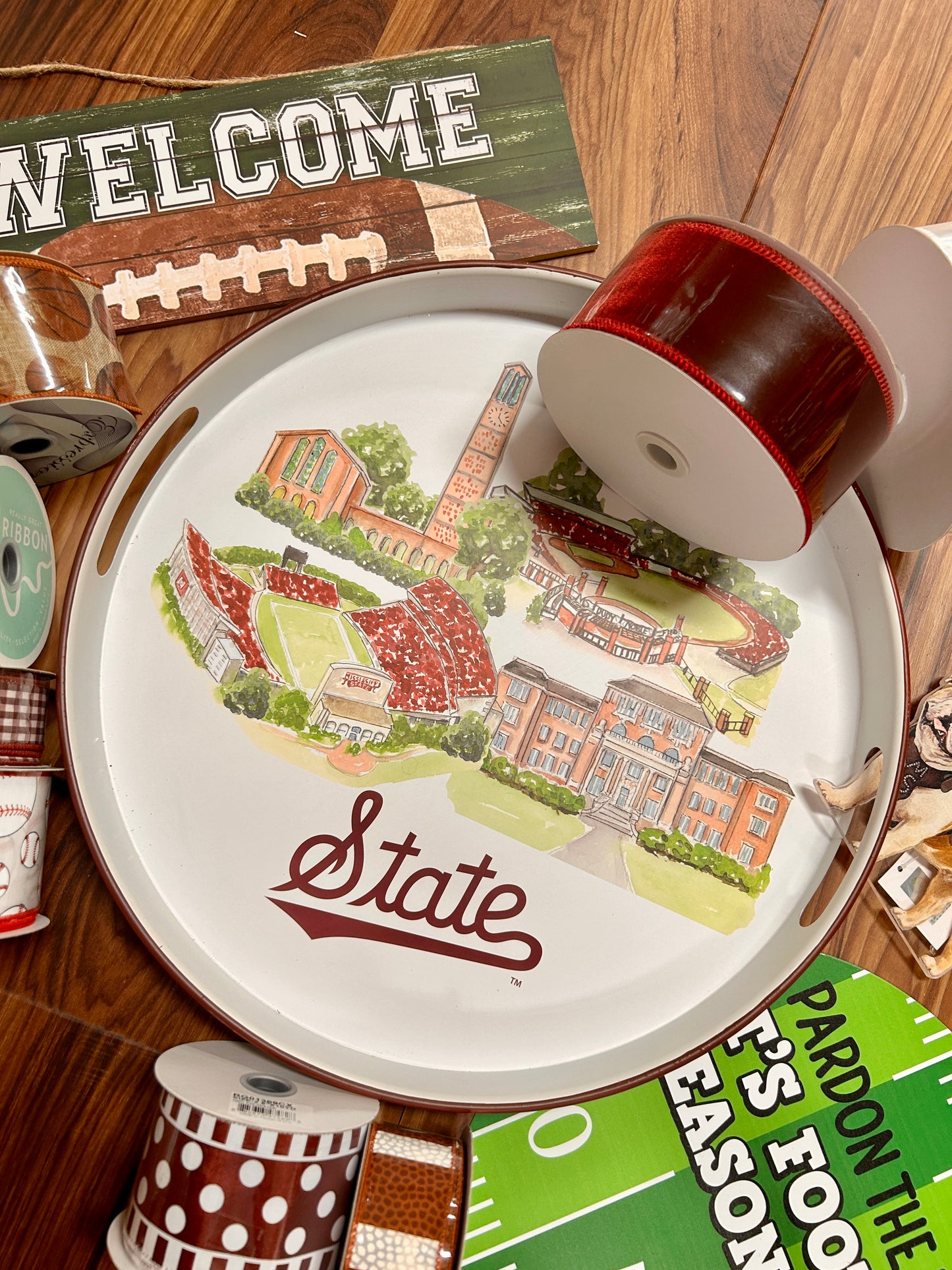 Mississippi State Landmark Round Tray