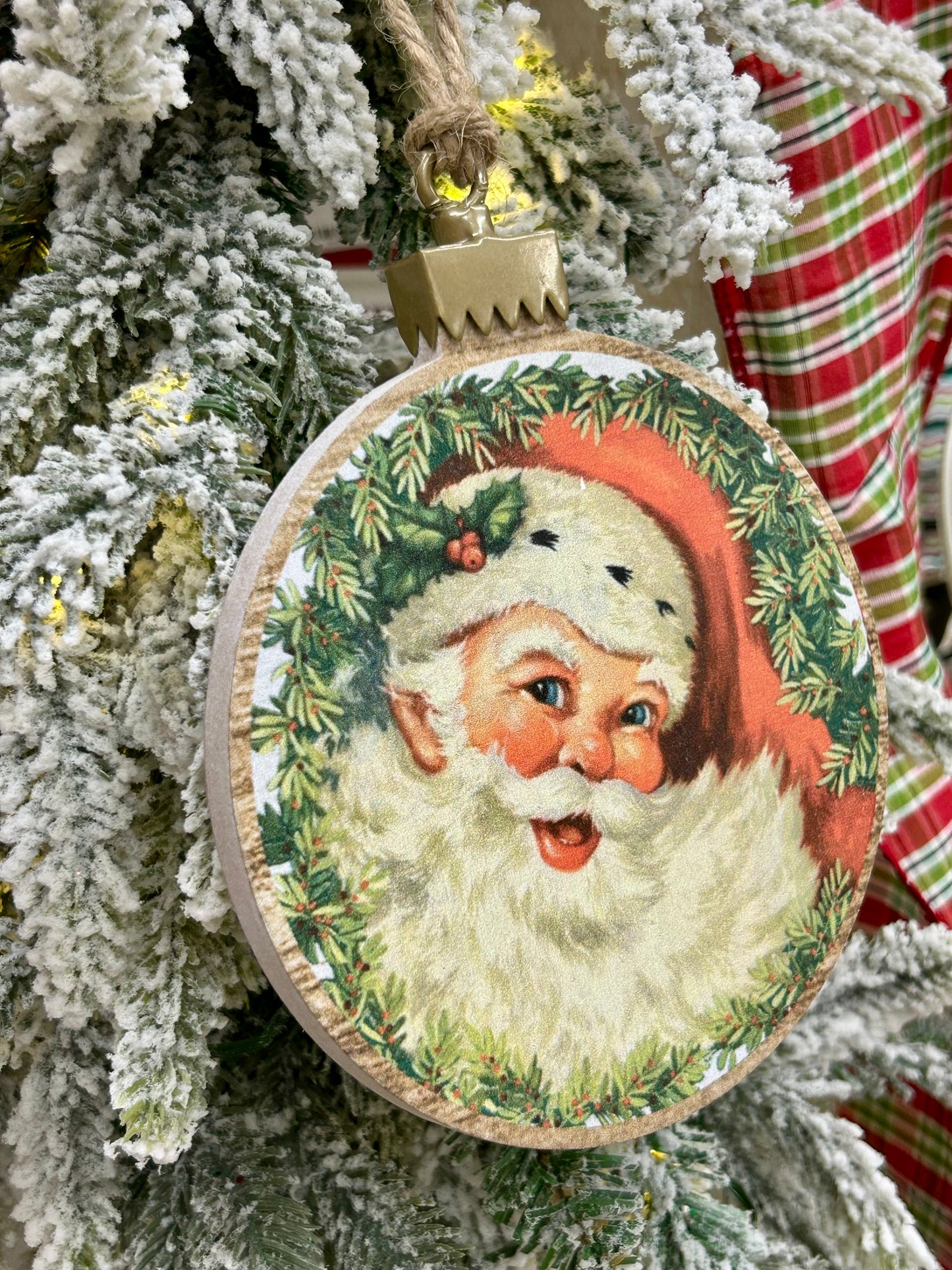 6.75 Inch Santa Face Ornament Two Styles