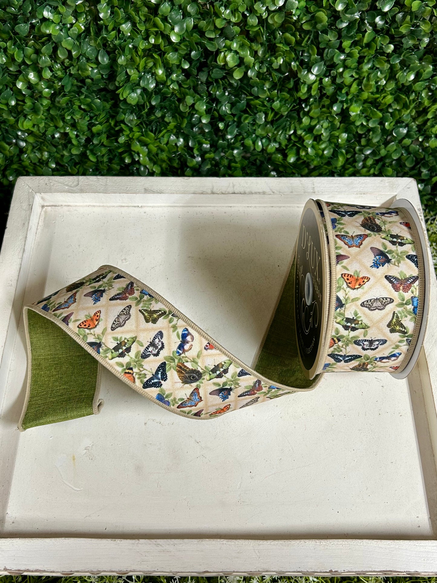2.5 Inch By 10 Yard Vintage Butterfly Ribbon