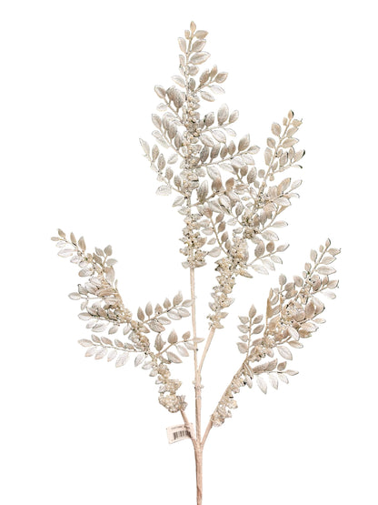 33 Inch White Fern And Pearl Spray