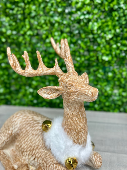 9 Inch Brown Ceramic Laying Deer
