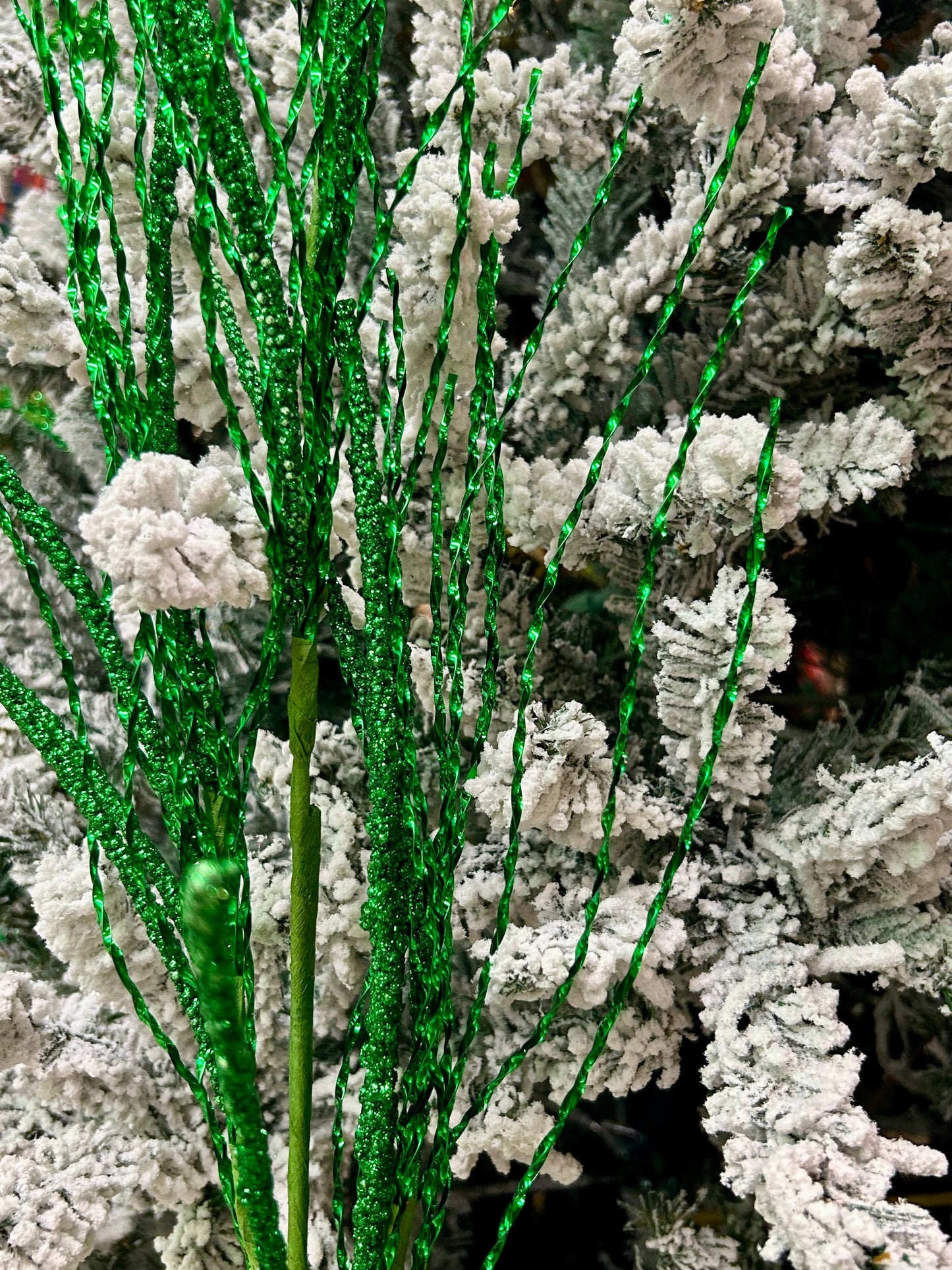 38 Inch Green Glitter Pine Twig Spray