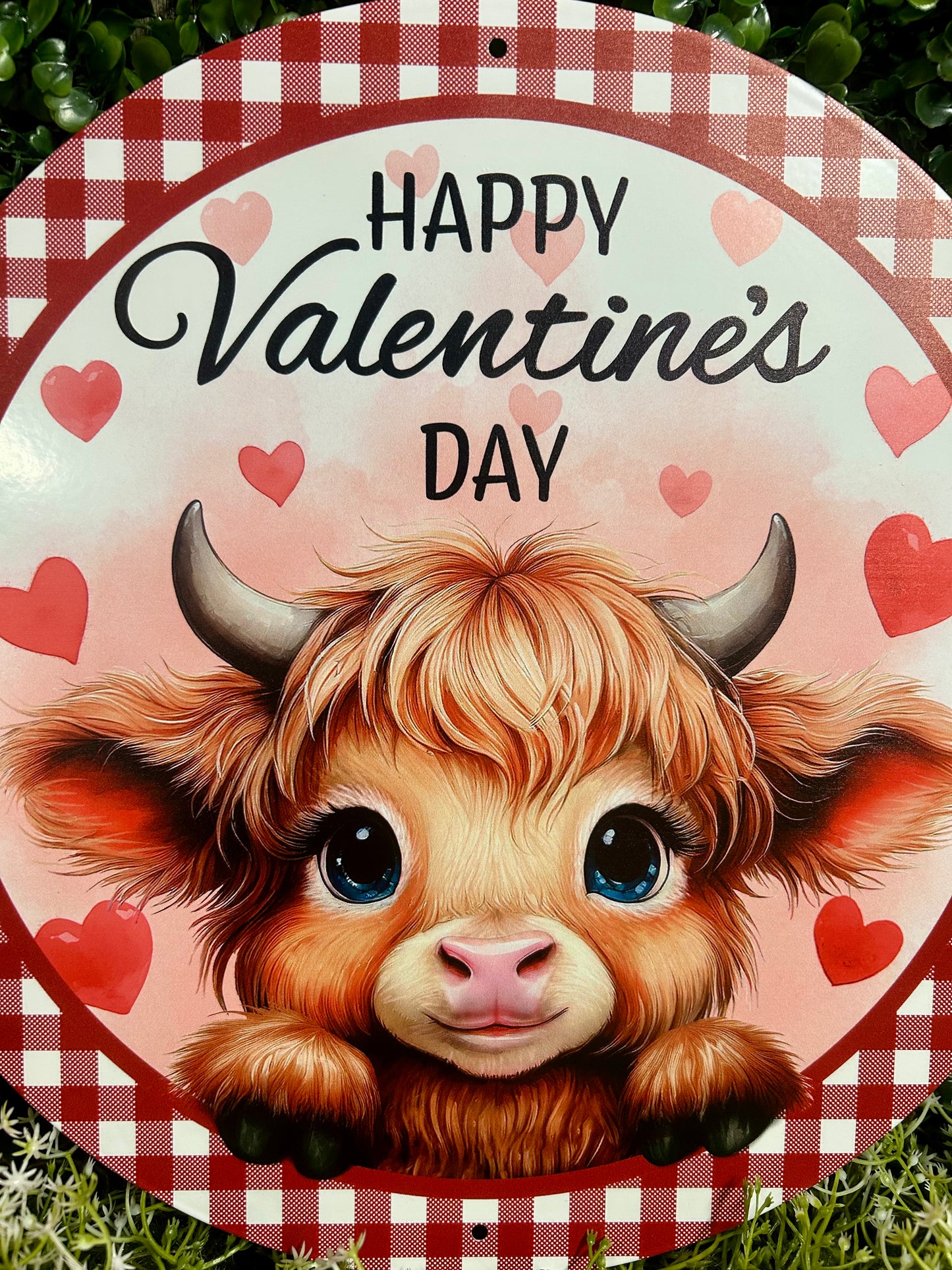 12 Inch Metal Happy Valentine's Day Cow Sign