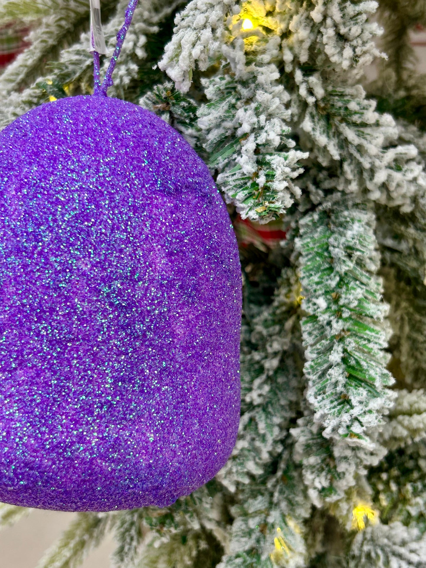 5 Inch Lavender Glitter Gumdrop Ornament