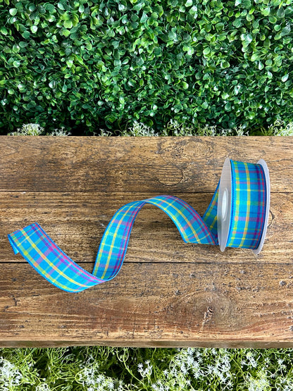 1.5 Inch By 10 Yard Blue Breezeway Plaid Ribbon