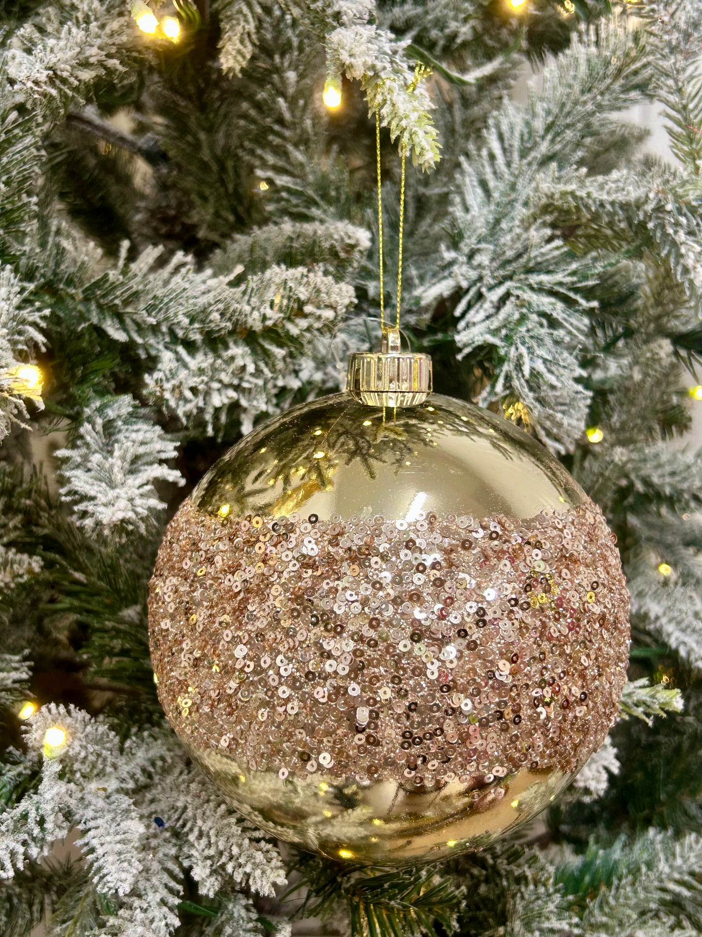 6 Inch Champagne Sequin Ball Ornament
