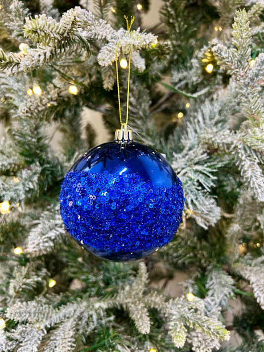 4 Inch Royal Blue Sequin Ball Ornament