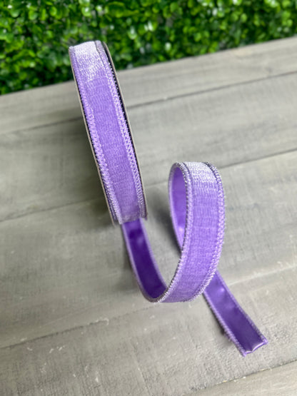 7/8 Inch By 10 Yard Lavender Deluxe Velvet With Satin Backing Ribbon