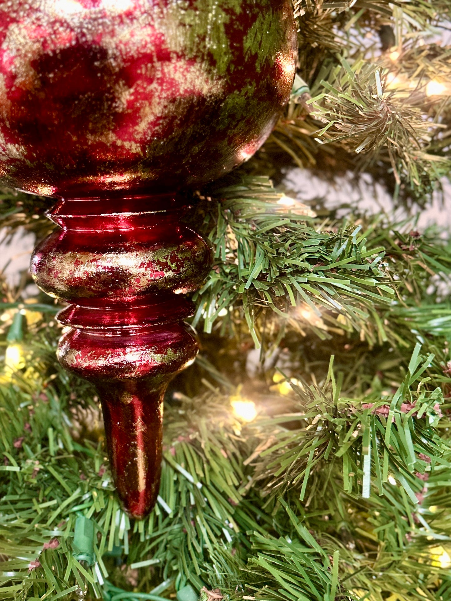 13 Inch Red And Gold Finial Ornament
