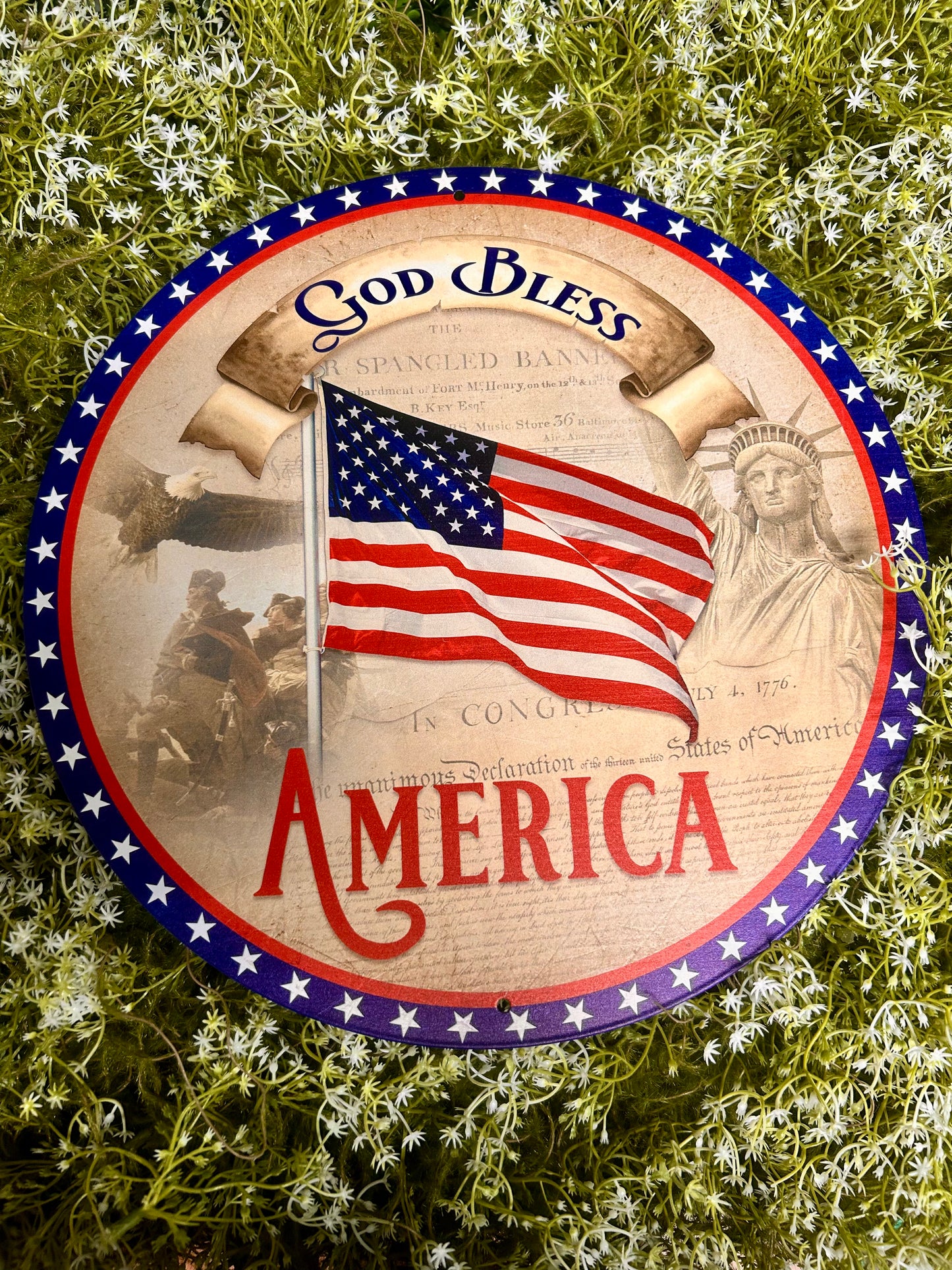 12 Inch Vintage God Bless America Sign
