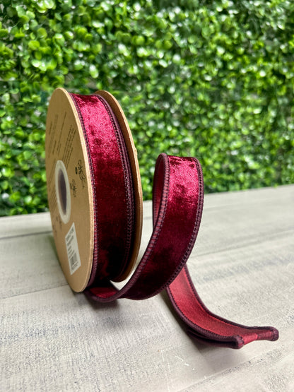 1 Inch By 10 Yard Burgundy Heritage Velvet Ribbon