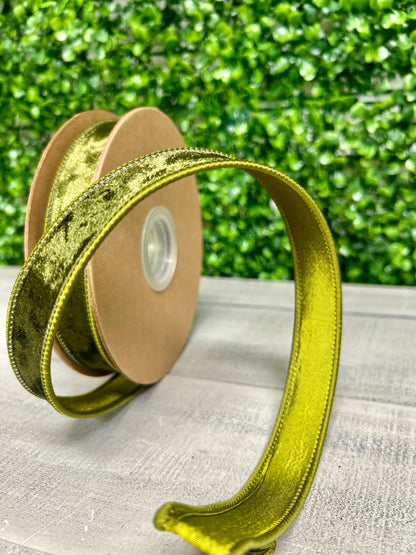 1 Inch By 10 Yard Moss Green Heritage Velvet Ribbon