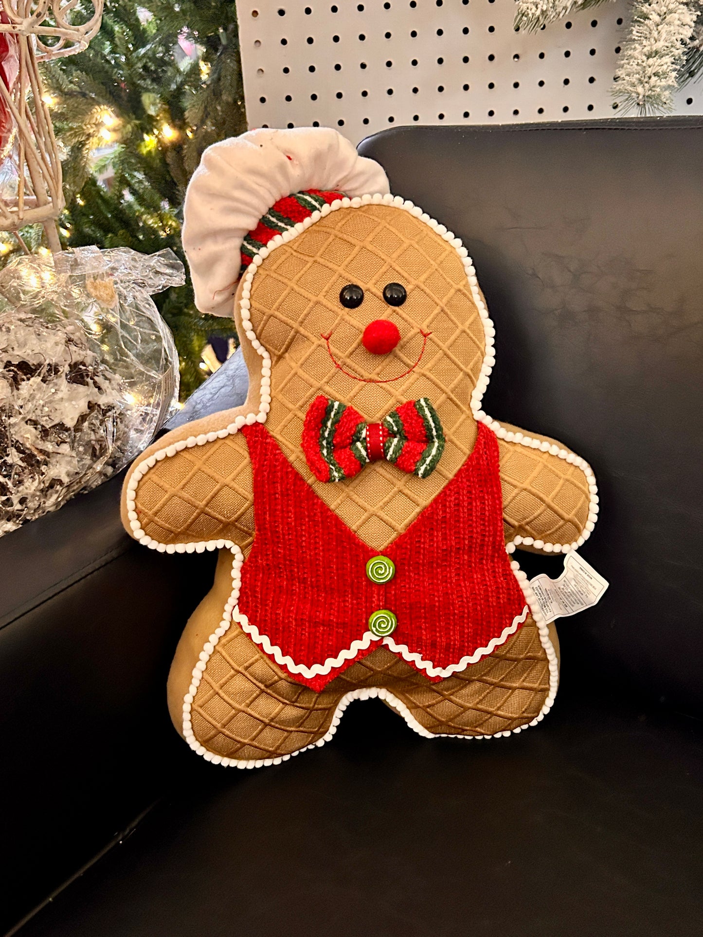 18 Inch Fabric Holiday Gingerbread Man Cushion Two Assorted