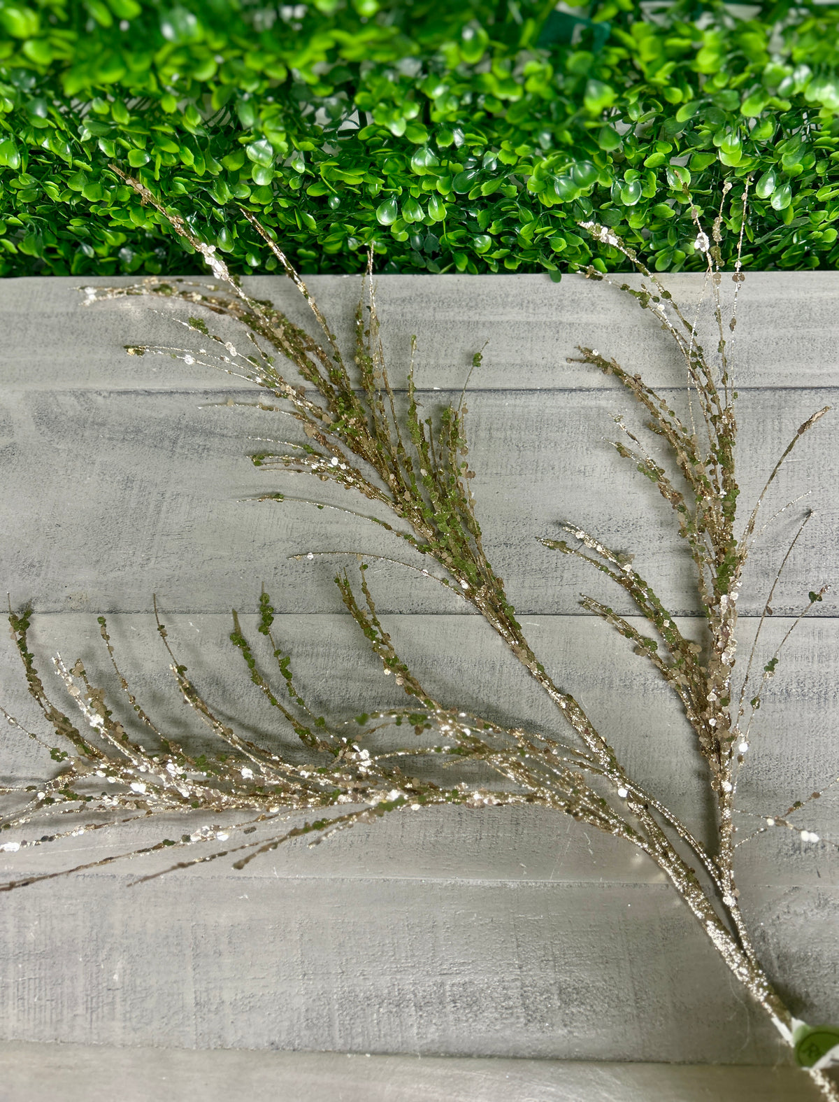34 Inch Champagne Glitter Sequin Pampas Grass Spray