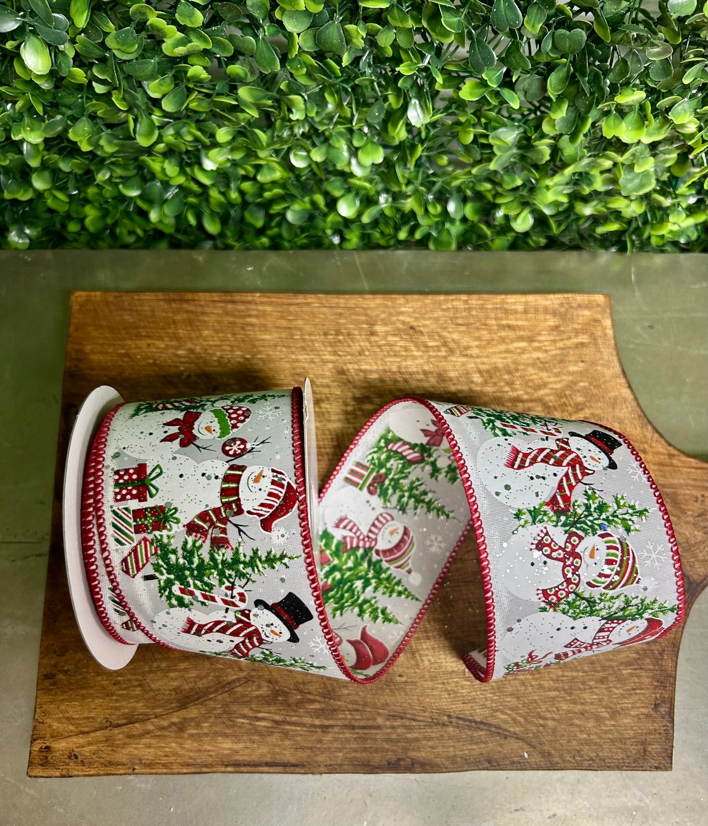 2.5 Inch By 10 Yard Snowmen And Presents Ribbon