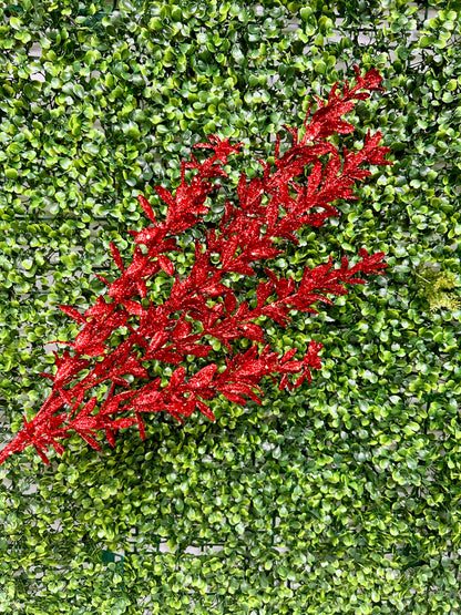 28.5 Inch Red Glittered Rosemary Spray
