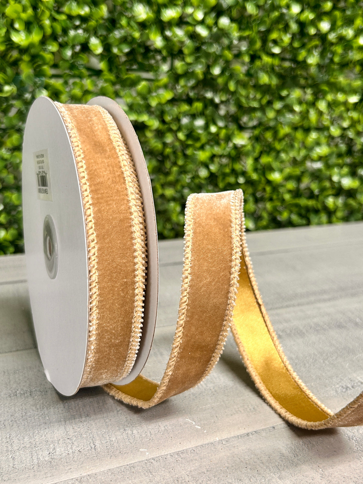 7/8 Inch By 10 Yard Taupe Deluxe Velvet With Satin Backing Ribbon