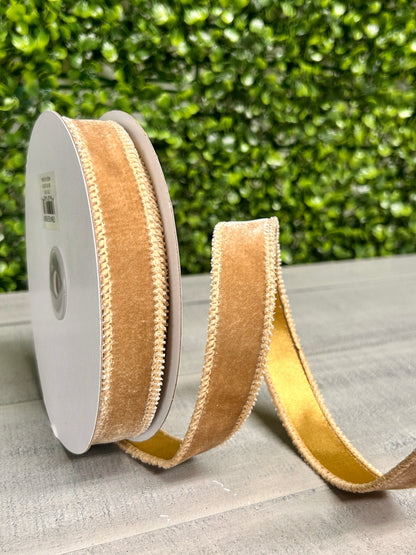 7/8 Inch By 10 Yard Taupe Deluxe Velvet With Satin Backing Ribbon
