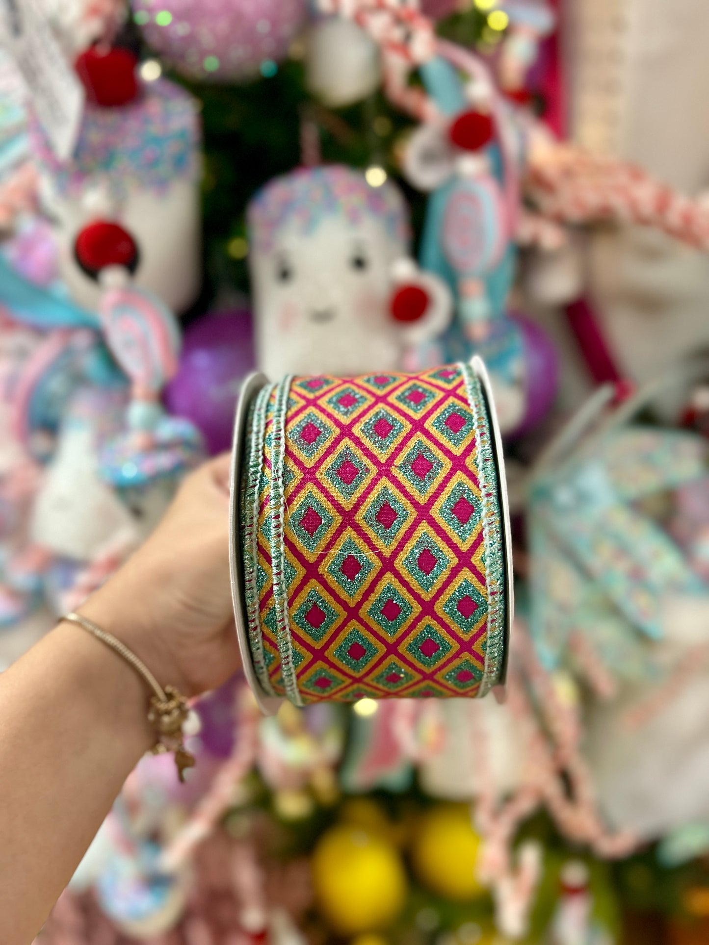 David Christopher 2.5 Inch By 10 Yard Dancing Diamonds Pattern Ribbon