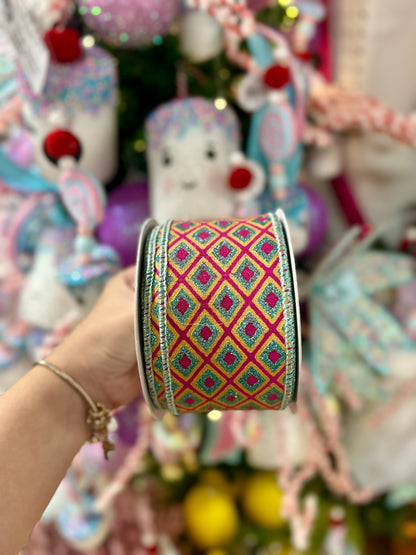David Christopher 2.5 Inch By 10 Yard Dancing Diamonds Pattern Ribbon