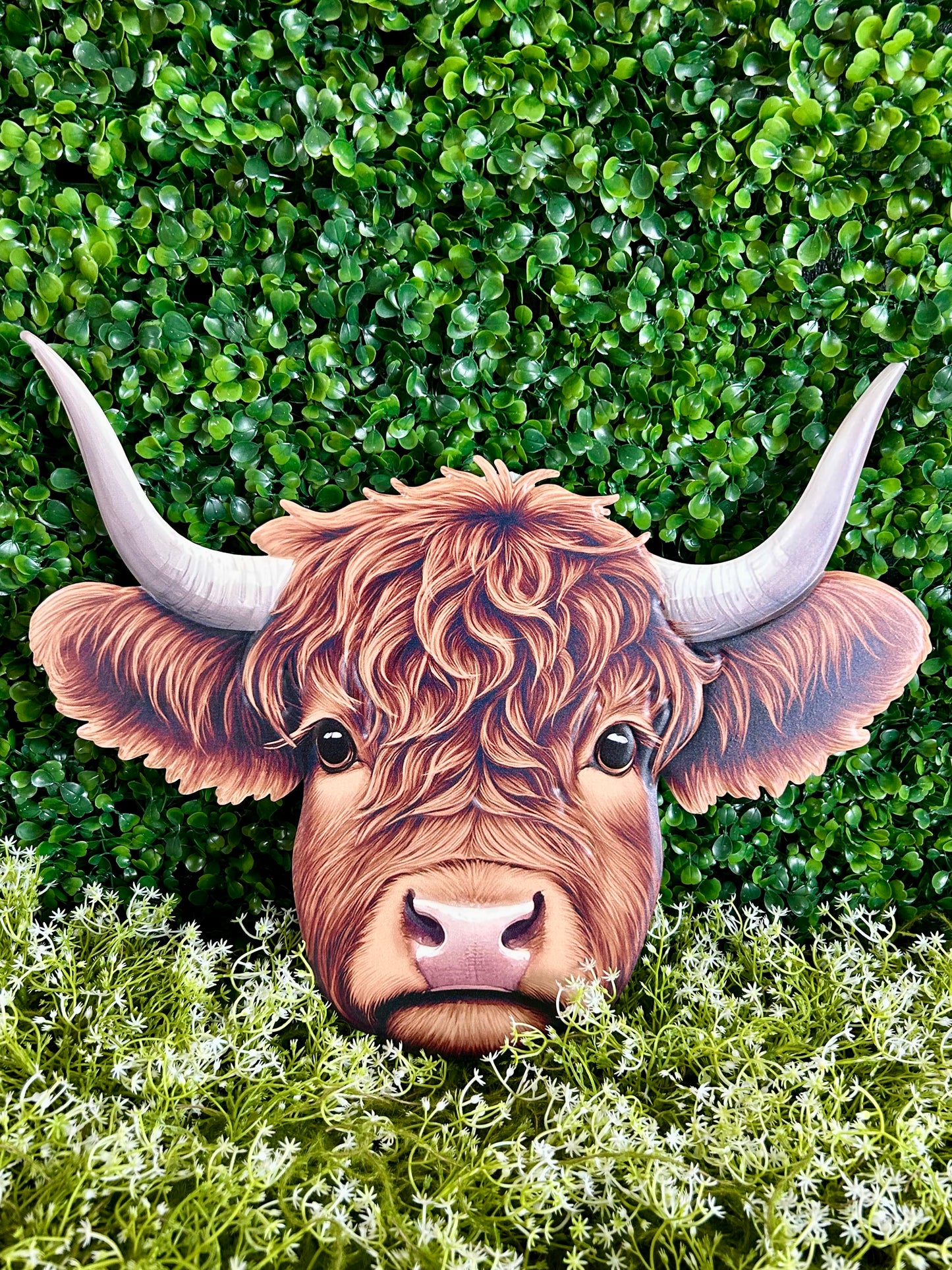 15.5 Inch Dark Brown Highland Cow Metal Sign