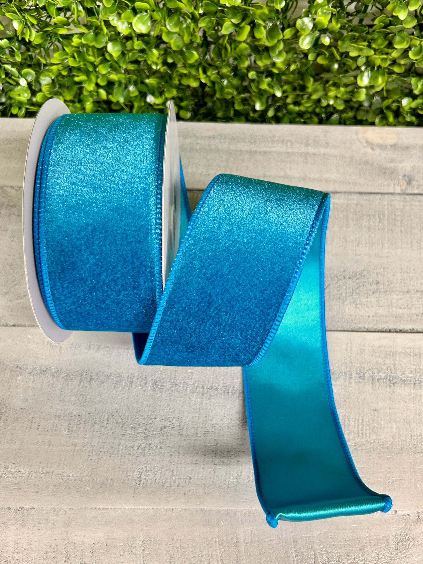 2.5 Inch By 10 Yard Teal Deluxe Velvet With Satin Backing Ribbon