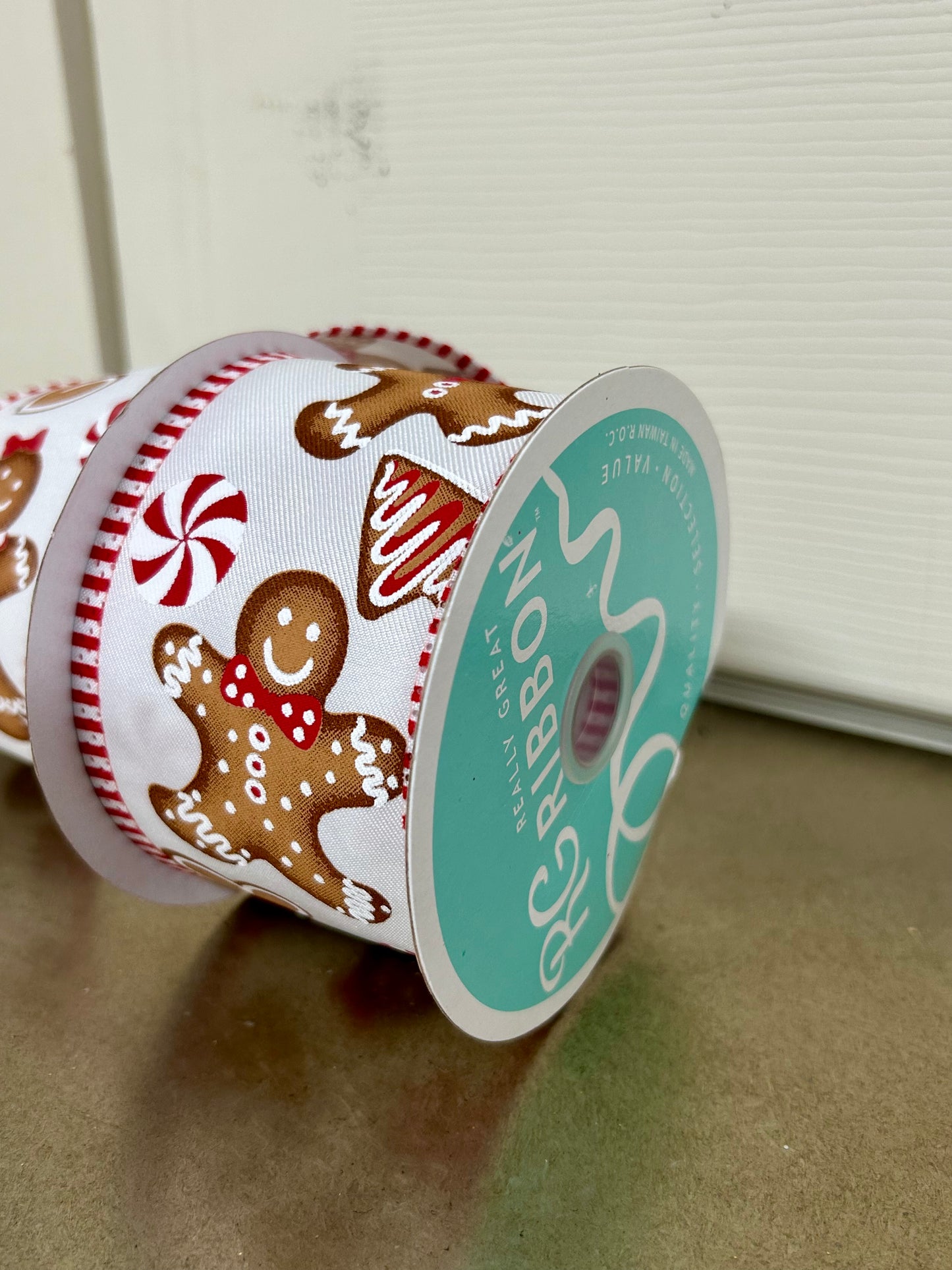 2.5 Inch By 10 Yard Gingerbread Stripe Ribbon