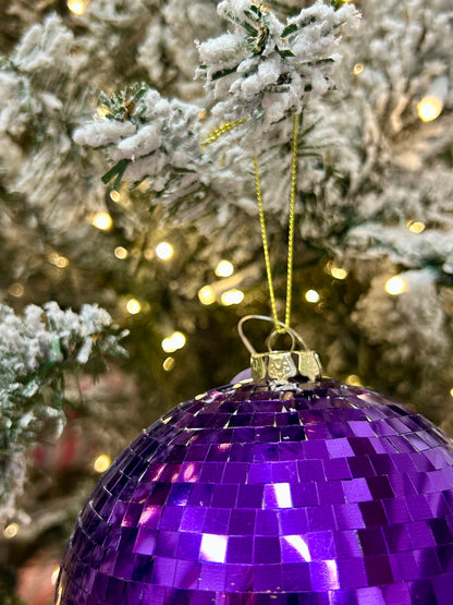 5 Inch Purple Mirror Ball Ornament