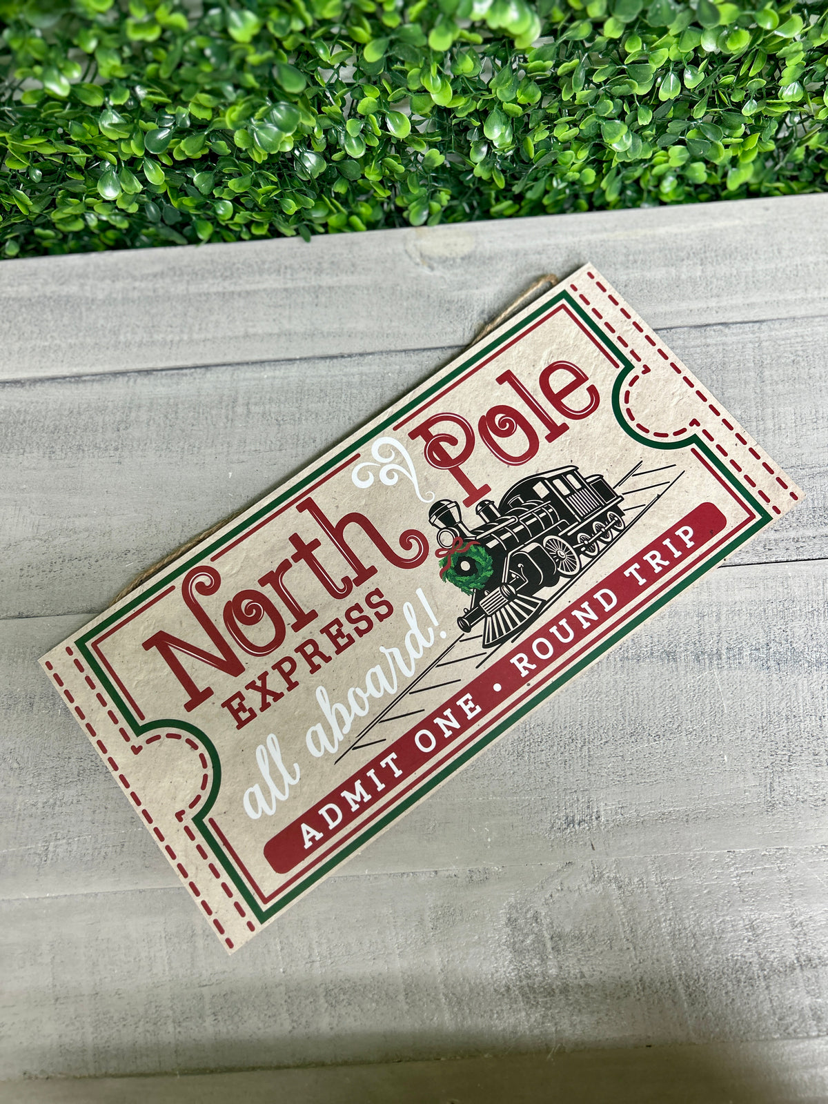 12.5 Inch North Pole Ticket Wood Sign