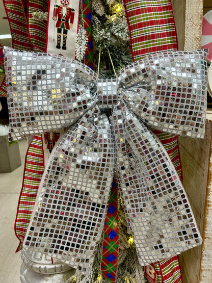 18 Inch Silver Bow Ornament