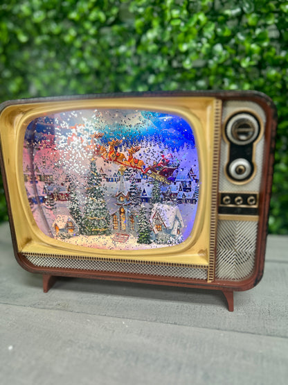 8.25 Inch Lighted Musical Holiday Village Scene Spinning Water TV Globe
