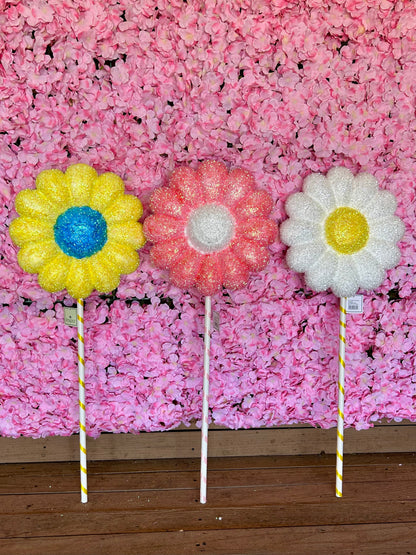 36 Inch Styrofoam Glitter Daisy Stem Three Styles