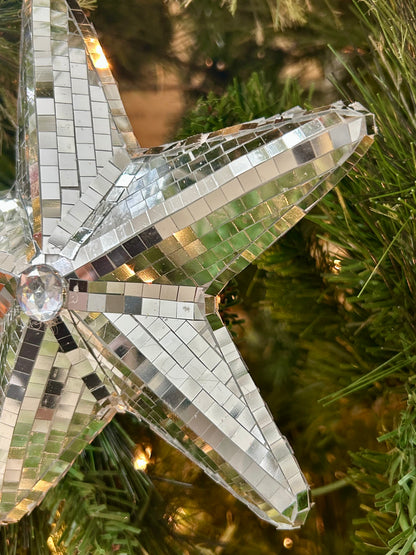 6.5 Inch Shiny Silver Mirror Star Ornament