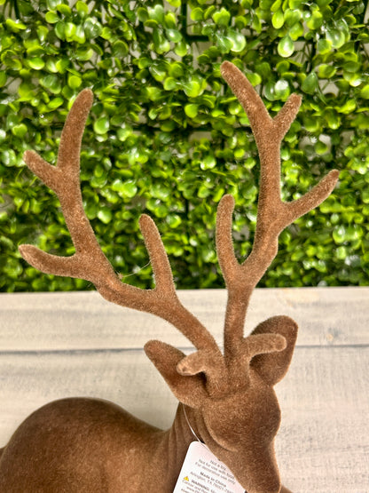15 Inch Brown Flocked Deer Two Styles
