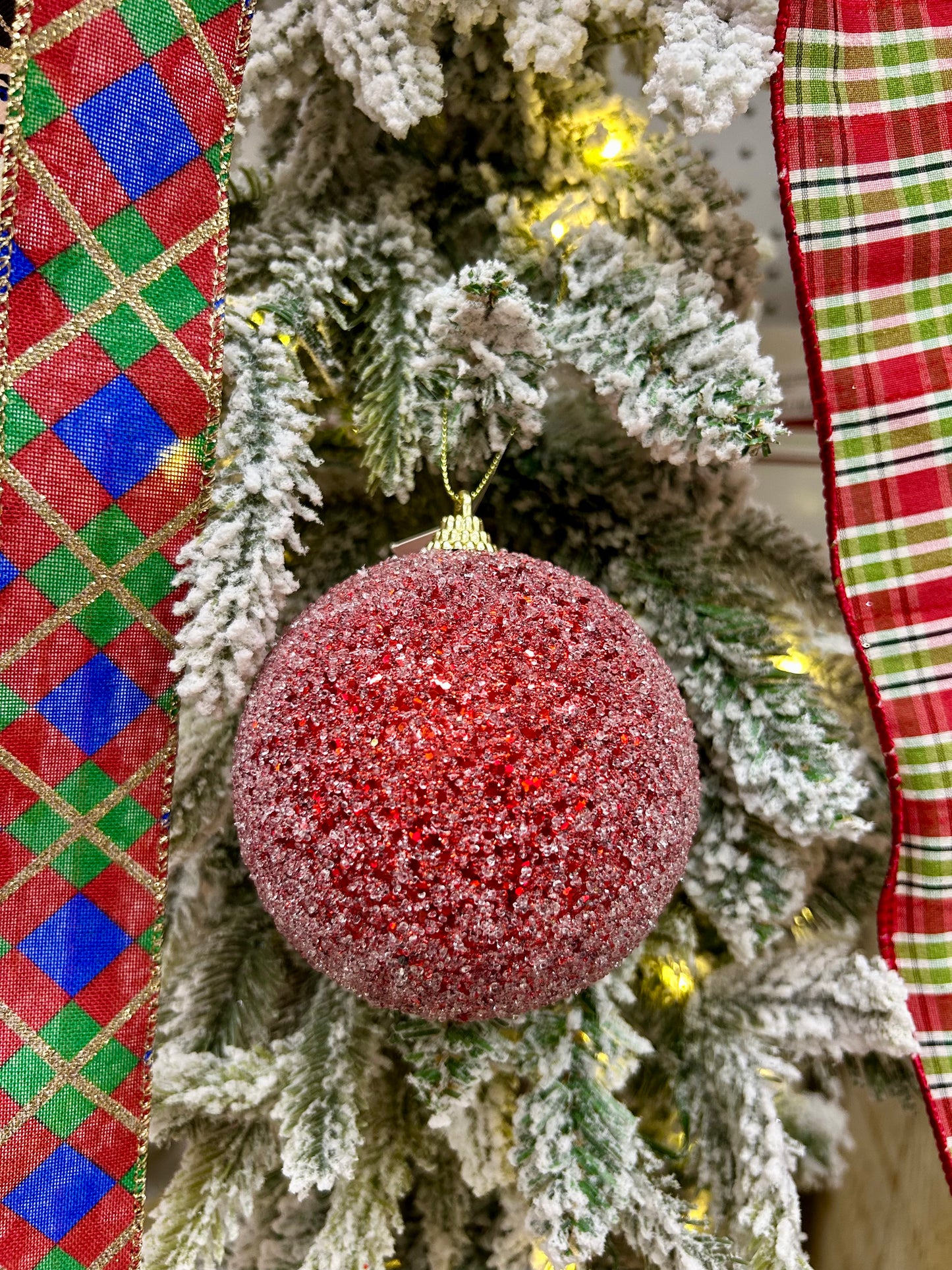 4 Inch Red Sequin Ball Ornament