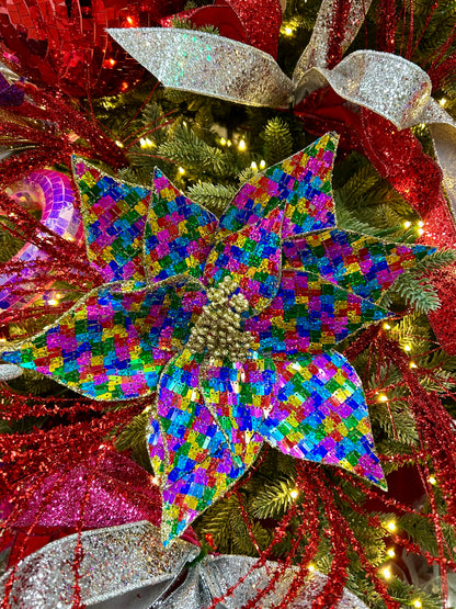 12 Inch Fiesta Sequin Fabric Poinsettia