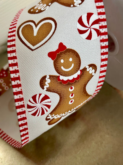 2.5 Inch By 10 Yard Gingerbread Stripe Ribbon
