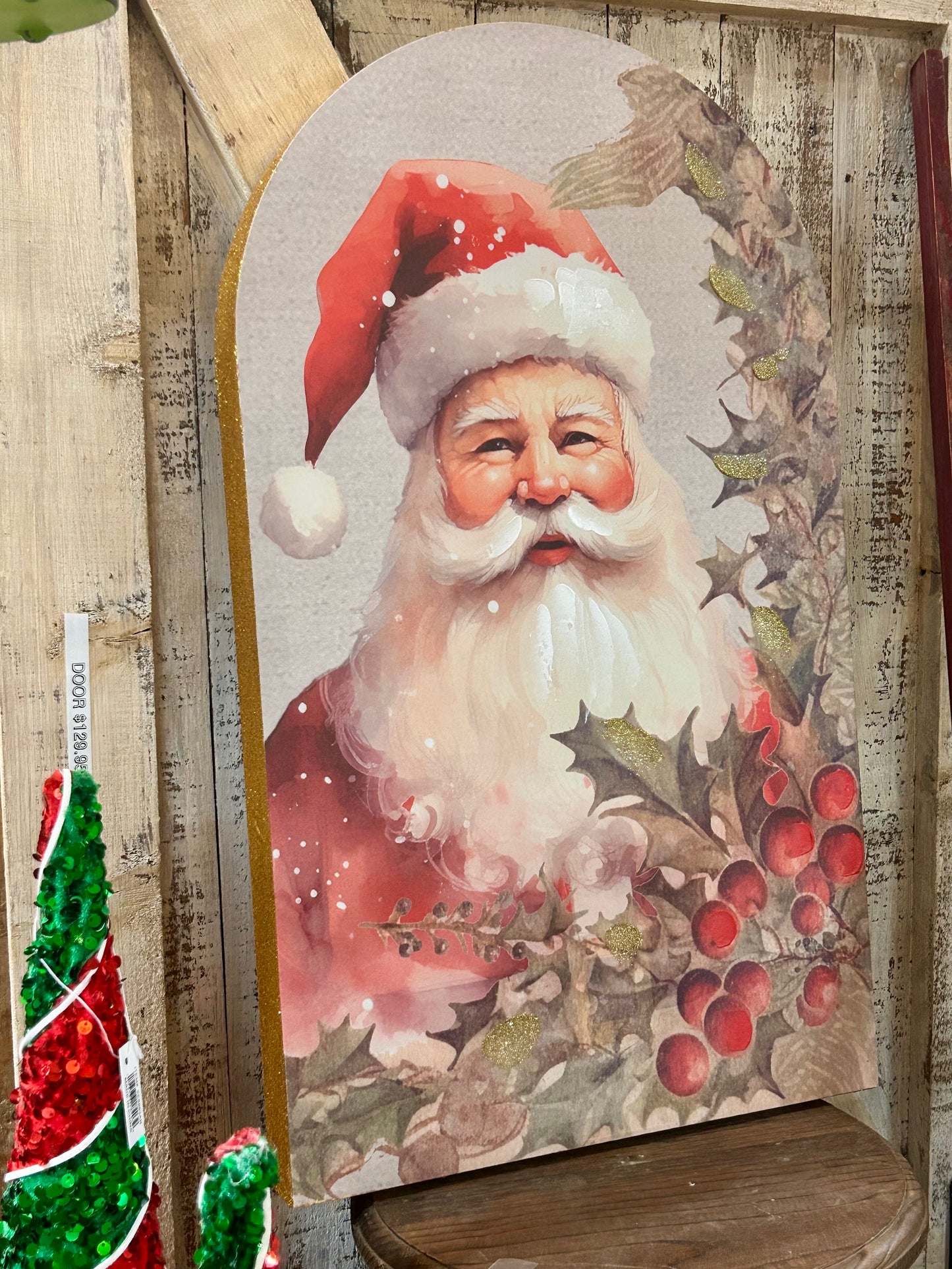 23.5 Inch Glitter Santa Arched Wall Decor Two Styles