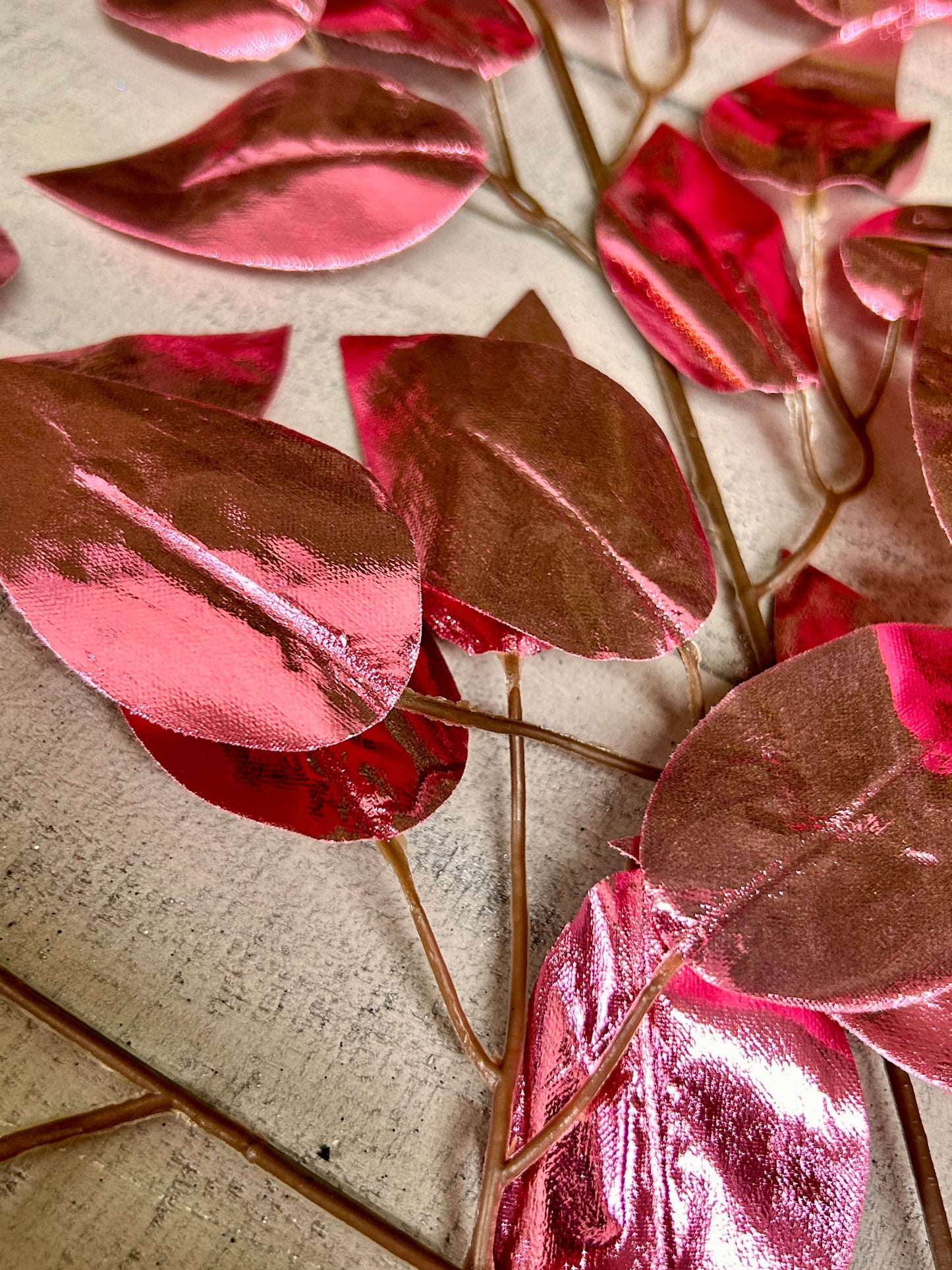 23 Inch Pink Metallic Ficus Spray