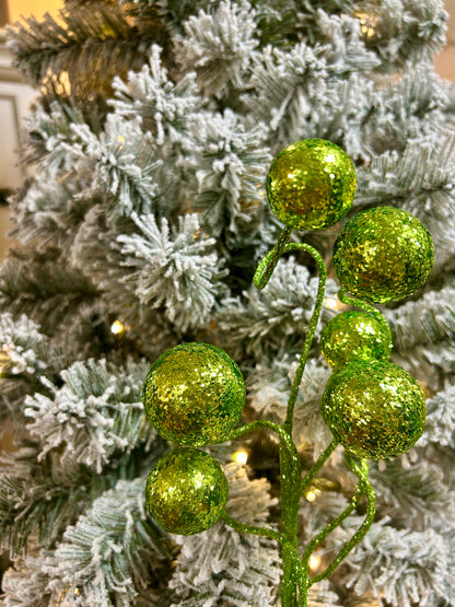 18 Inch Lime Green Glitter Ball Spray